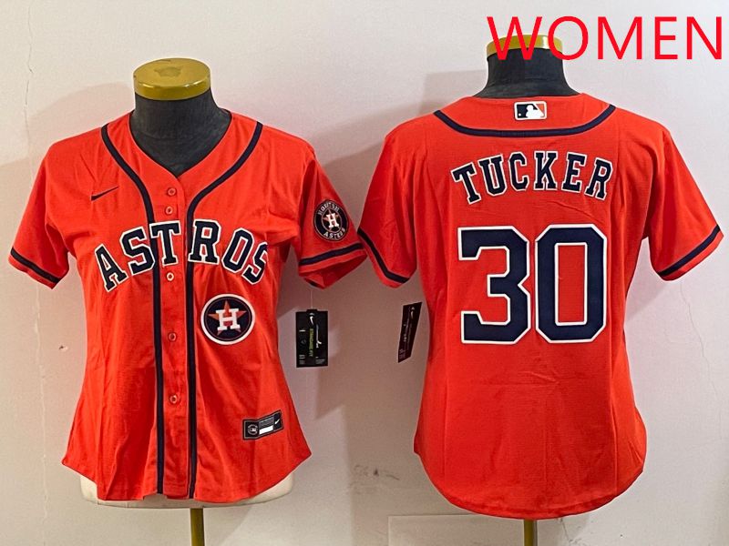 Women Houston Astros #30 Tucker Orange Game 2025 Nike MLB Jersey style 5